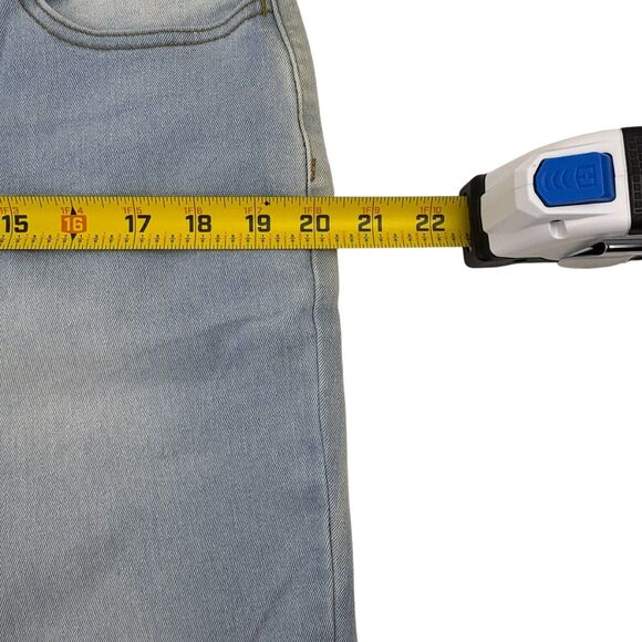 NWT Mekool Fashion Jeans Wide Leg Frayed Cuff Distressed Washed Denim 36 waist - Picture 10 of 16